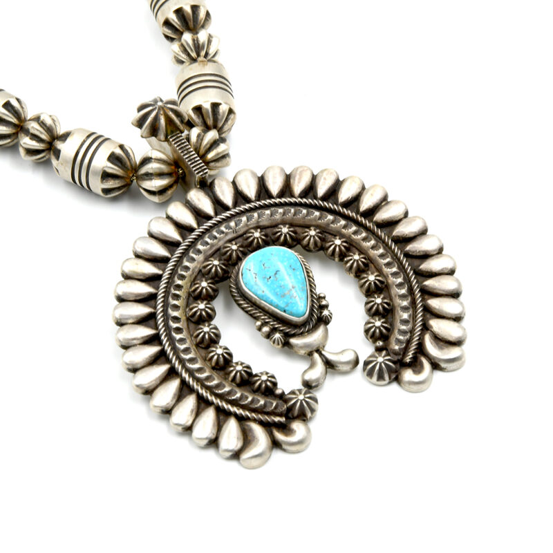 Sterling Silver Necklace With Turquoise by Thomas Jim