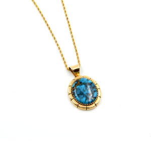 Native American Jewelry in Santa Fe 14k gold Turquoise Necklace by Marry Marie