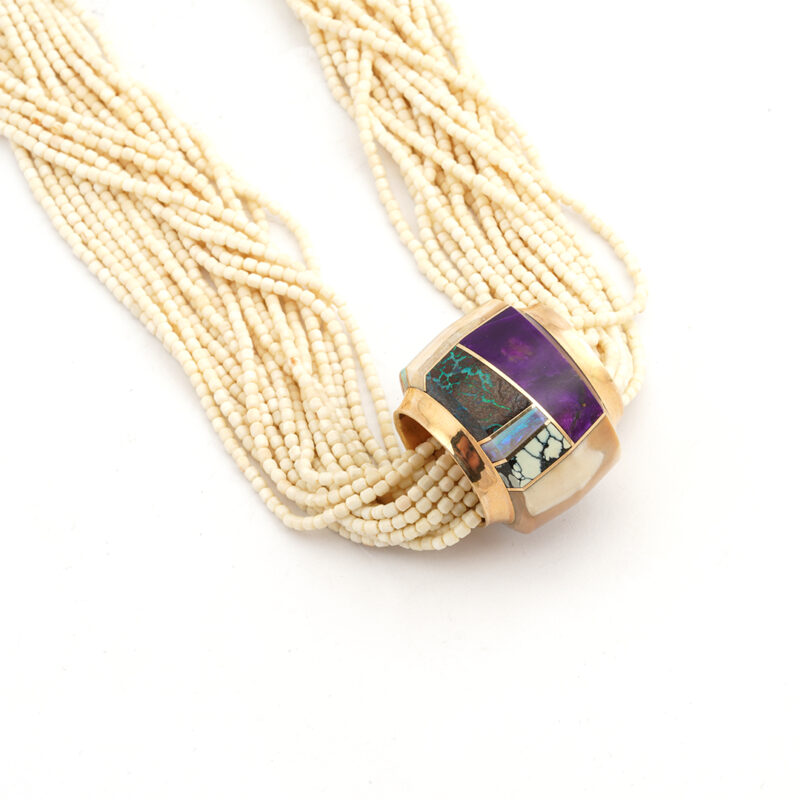 Duane Maktima Gold Inlaid Bead and Necklace