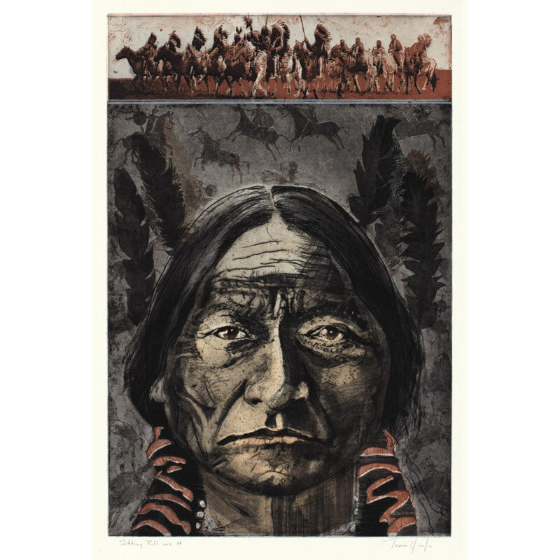 Tomás Lasansky "SITTING BULL", Color Intaglio - working state #28