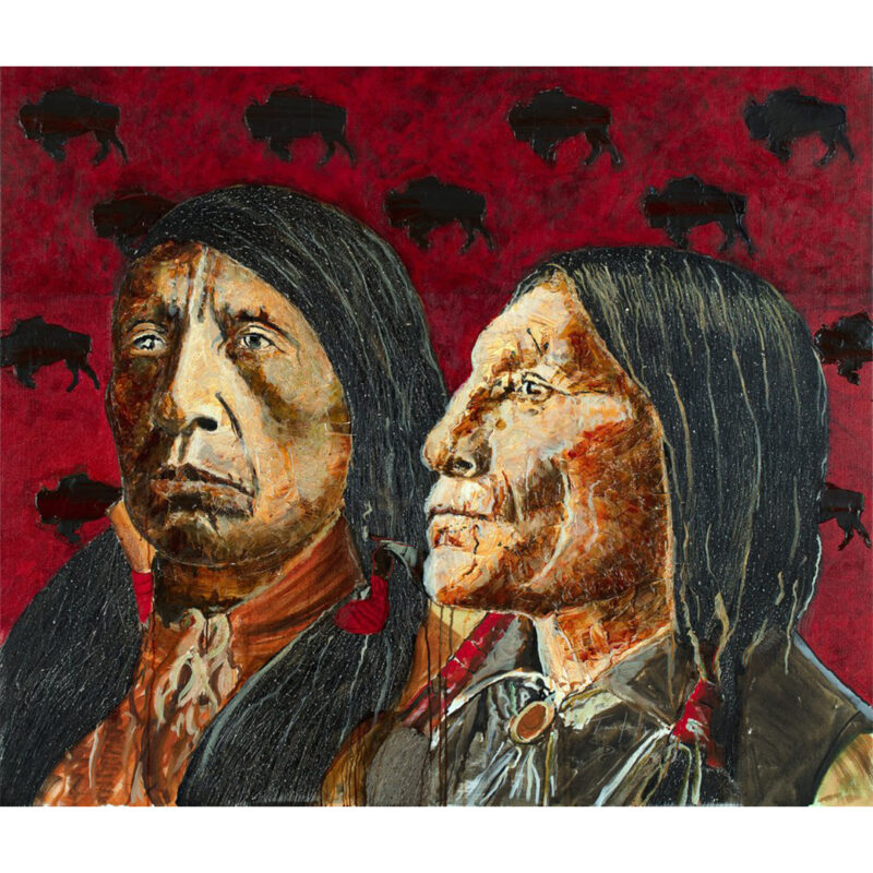 Tomás Lasansky "TWO WARRIORS", Painting on canvas