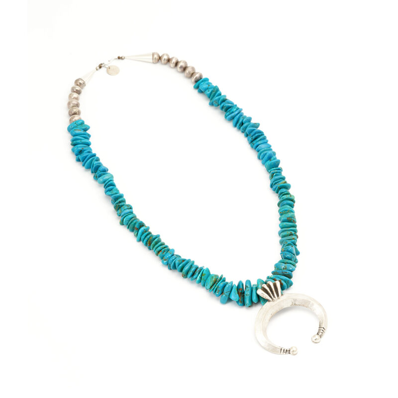 Mike Bird Romero Turquoise and Sterling Silver Squash Pendant