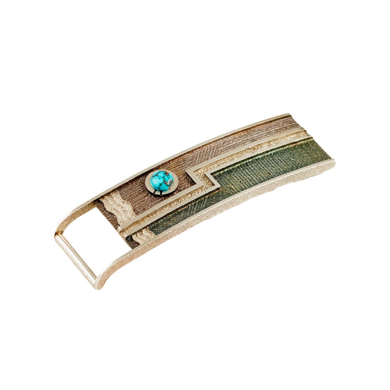 Ric Charlie Sterling Silver Tufa Cast Belt Buckle