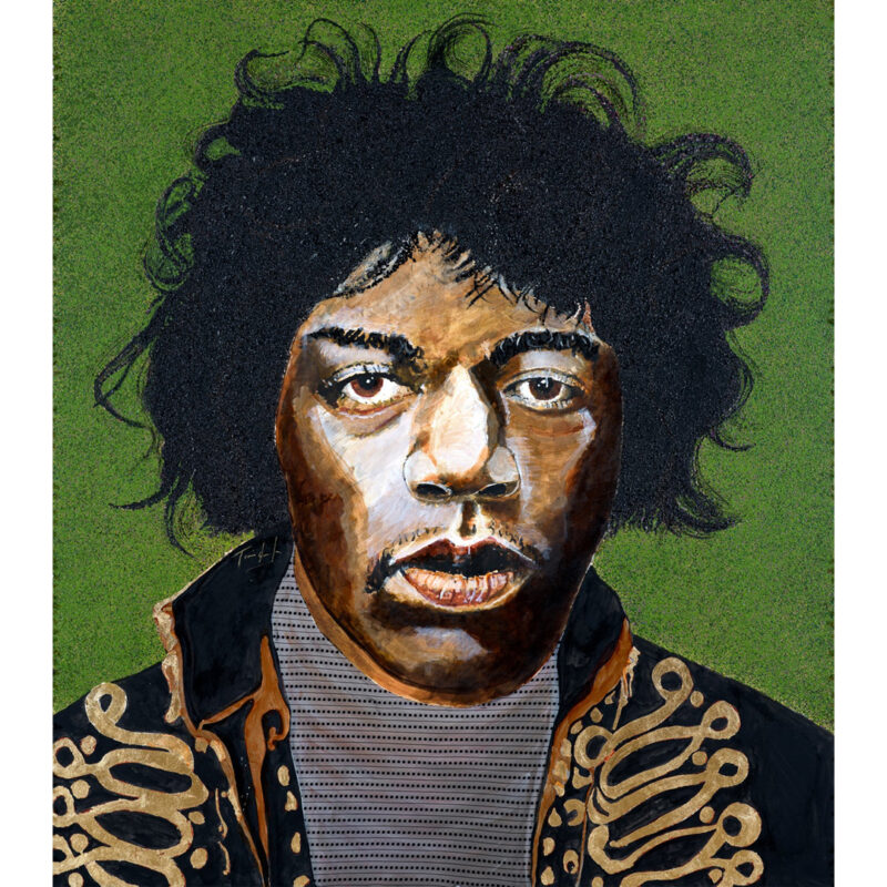 Tomas Lasansky "JIMMY HENDRIX" Mixed Media On Paper
