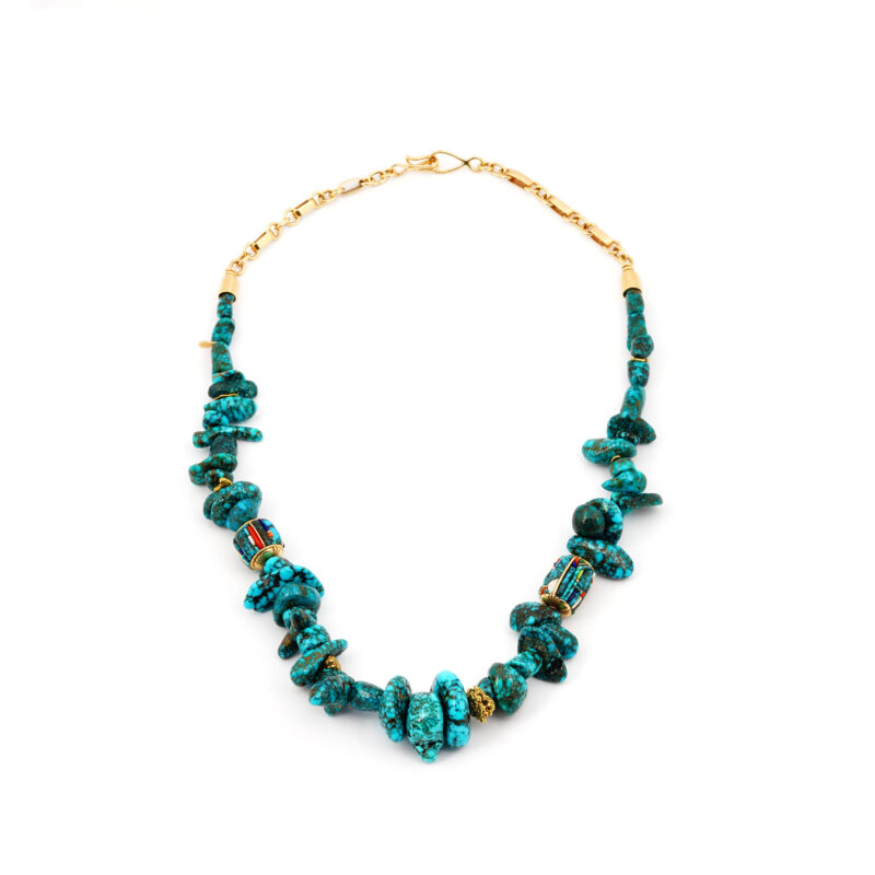 Raymond Yazzie Fossilized Lone Mountain Turquoise Necklace