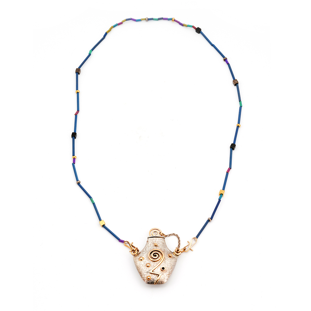 Duane Maktima Titanium Necklace With Silver and Gold Pendant