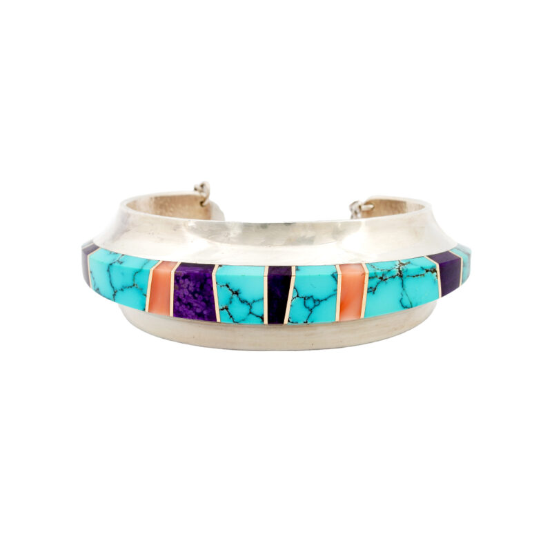 Duane Maktima Sterling Silver Bracelet With Multi Stone Inlay