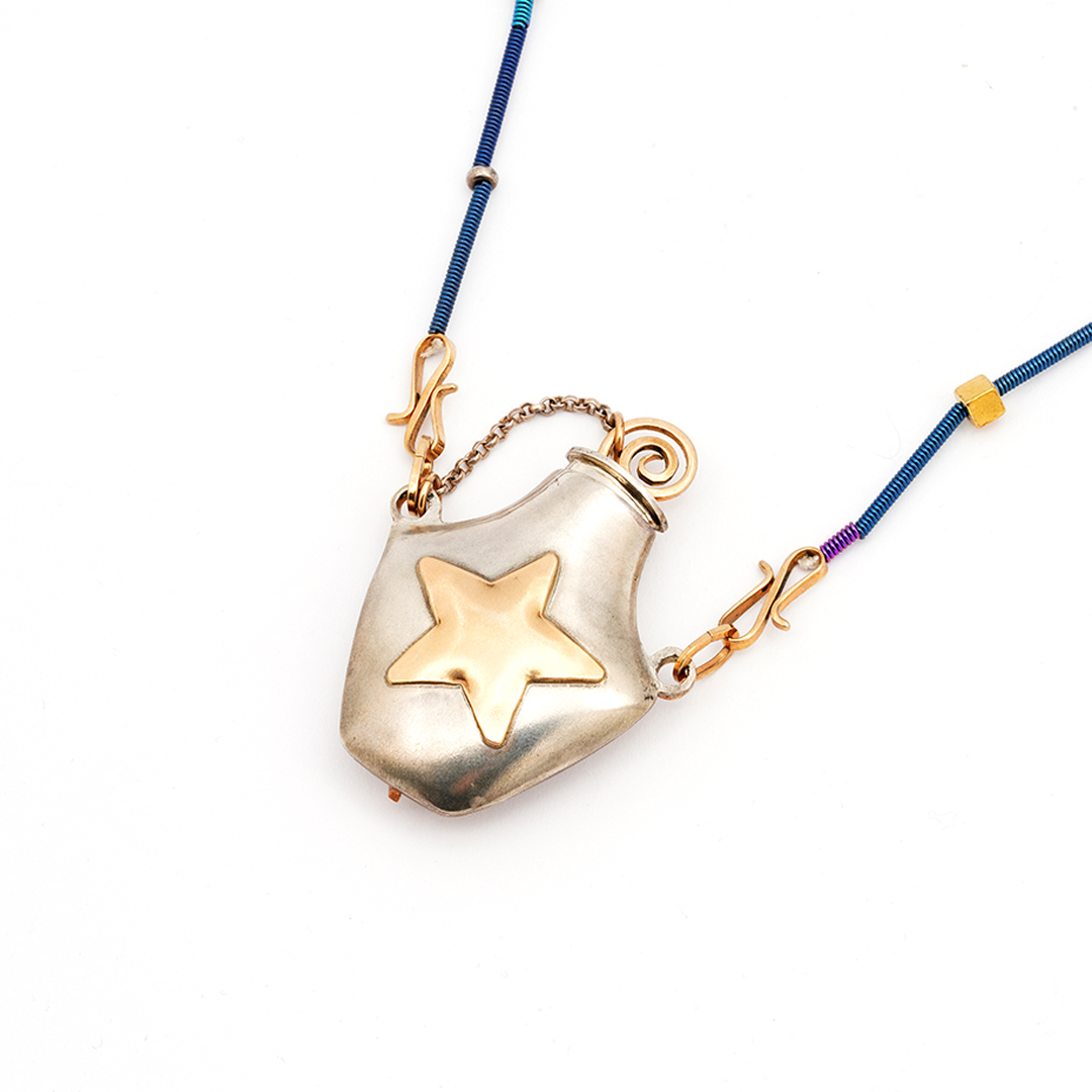 Duane Maktima Titanium Necklace With Silver and Gold Pendant - Image 3