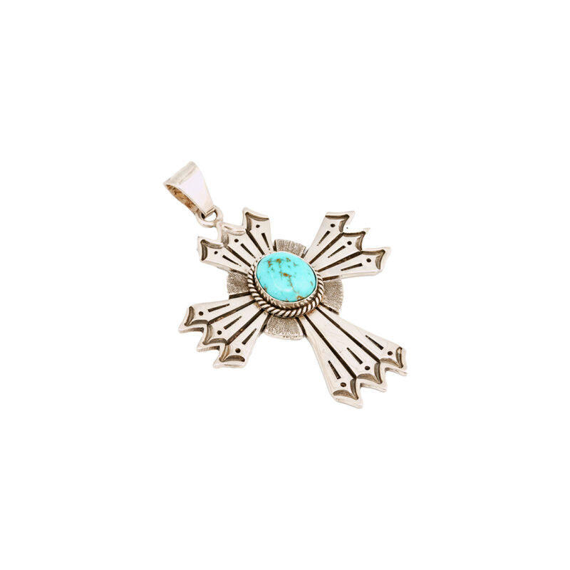 Thomas Jim Turquoise Sterling Silver Cross Pendant