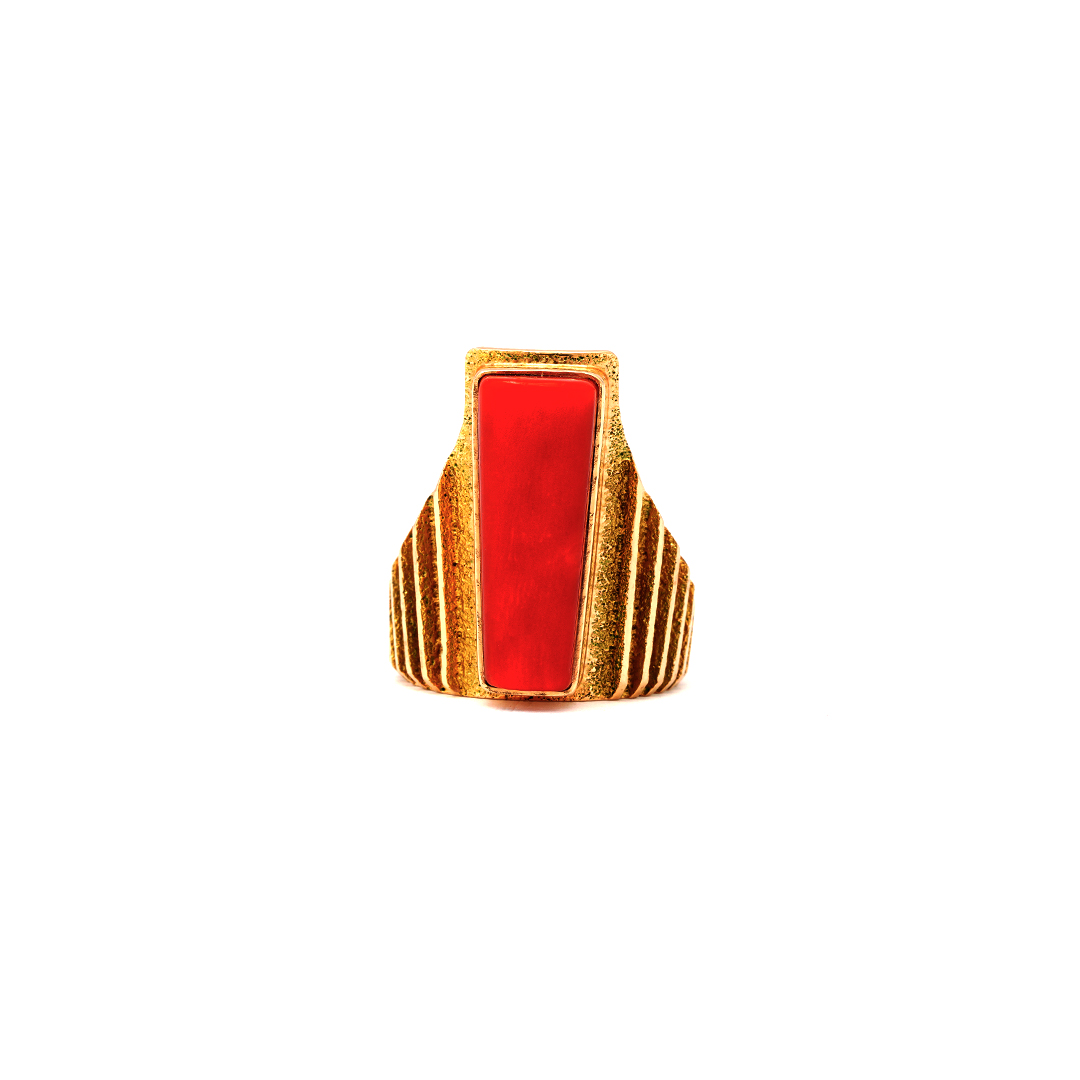 Al Nez 14K Gold Coral Ring - Image 2