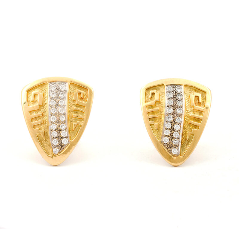 Dina Huntinghorse Gold Shield Earrings Diamonds