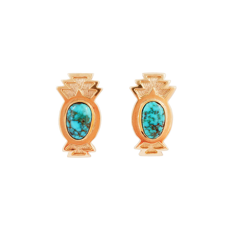 Dina Huntinghorse 14k Gold Turquoise Post Earrings