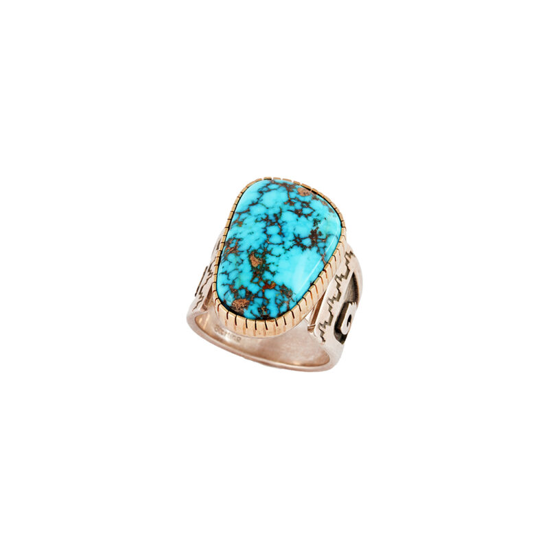 Dina Huntinghorse Silver and Gold Turquoise Ring