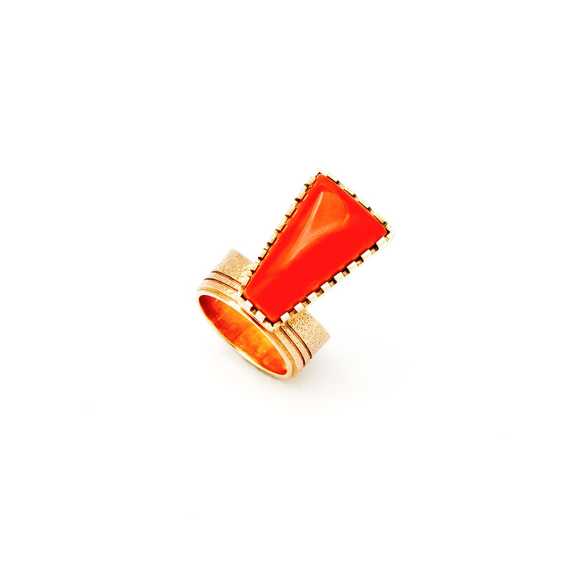Harvey Begay 14K Gold Ring With Coral