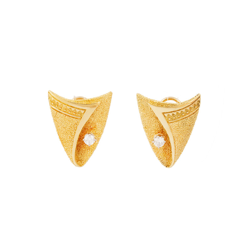 James Little 18K Gold Blanket Design Diamond Earrings