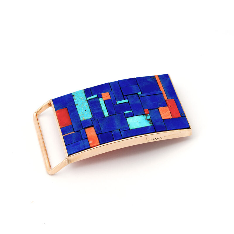 Charles Loloma Gold Double Sided Inlay Belt Buckle