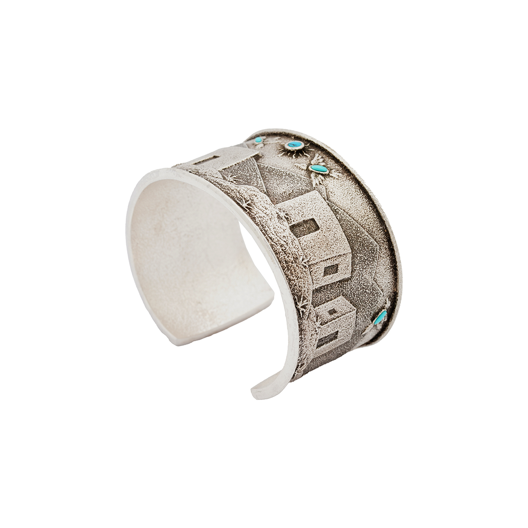 Robert Begay Sterling Silver Tufa Cast Bracelet - Image 3
