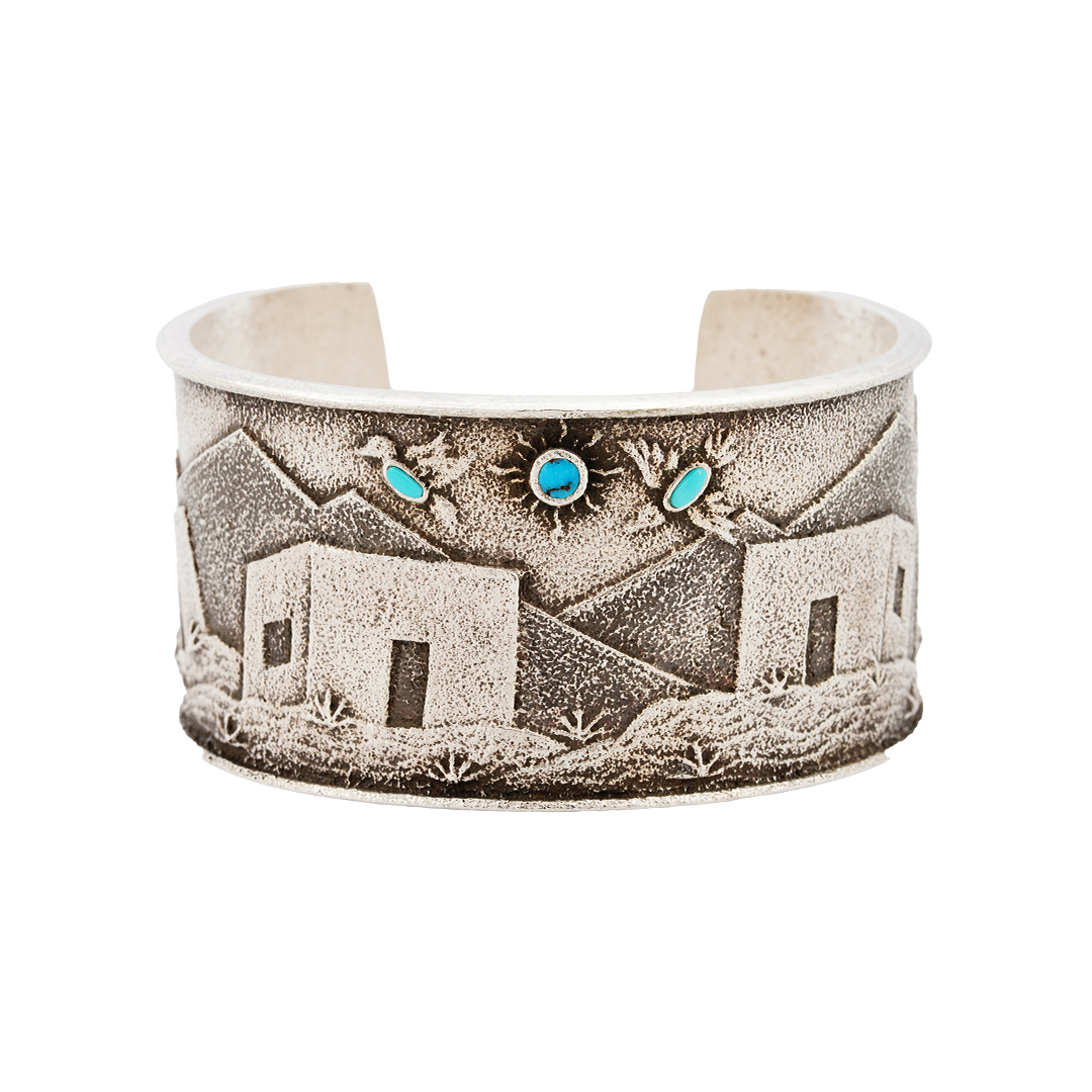 Robert Begay Sterling Silver Tufa Cast Bracelet
