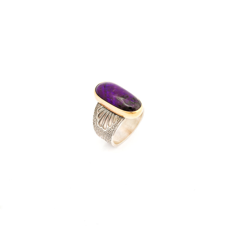 Tim Blueflint Sterling Silver Sugilite Gold Ring