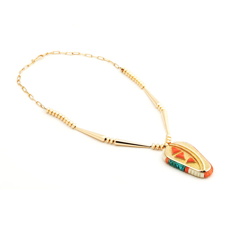 Al Nez 14K Gold Inlaid Necklace