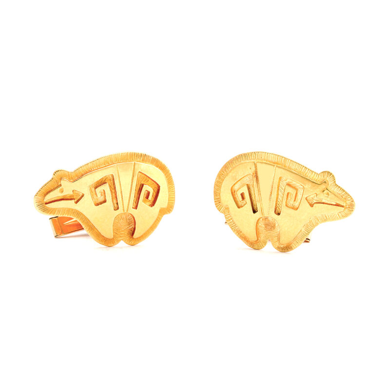 Dina Huntinghorse 18K Gold Bear Cuff Links