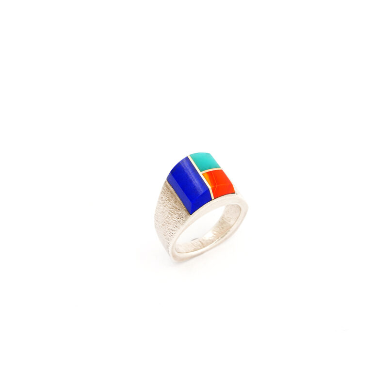 Duane Maktima Sterling Silver Inlaid Ring
