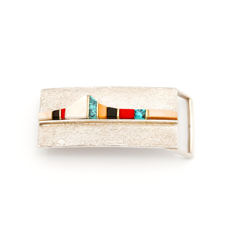Sonwai (Verma Nequatewa) Landscape Inlaid Silver Buckle