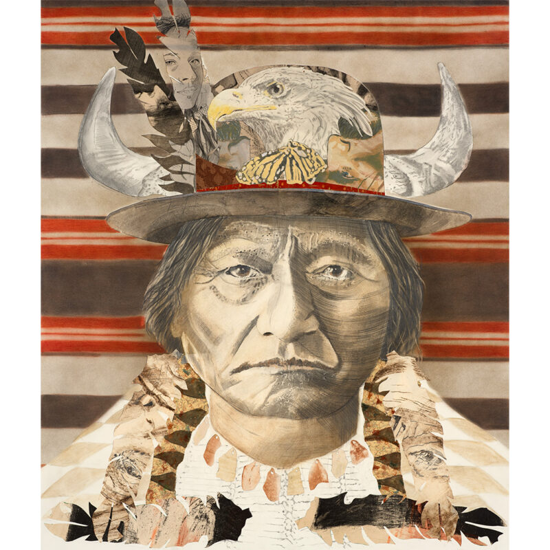 Tomas Lasansky Mixed Media On Paper Of Sitting Bull