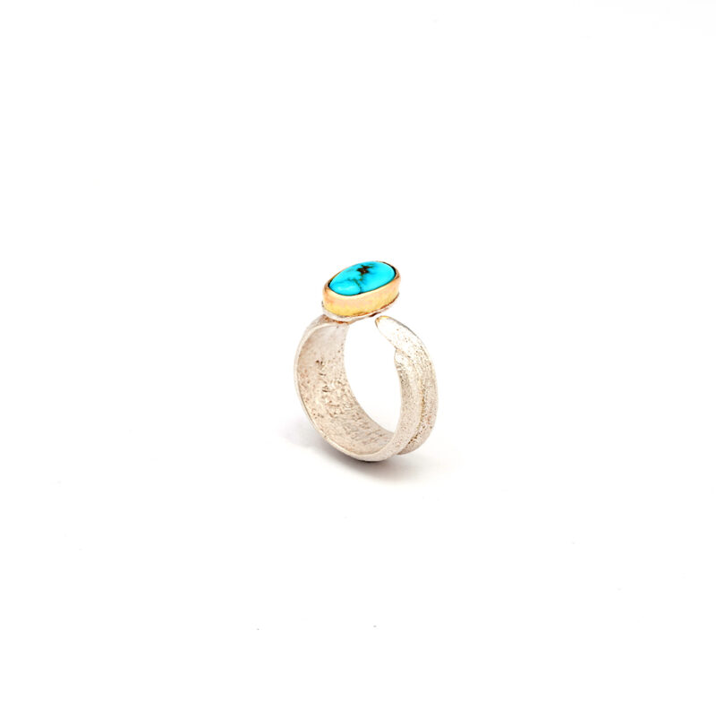 Cheyenne Harris Tufa Cast Silver Turquoise Ring