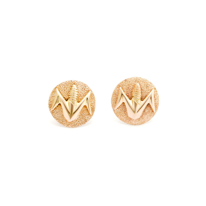 Harvey Begay 14K Gold Styalized Corn Earrings