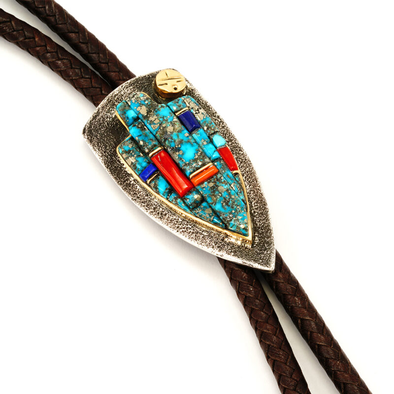 Wes Willie Silver Inlaid Bolo Tie With Gold