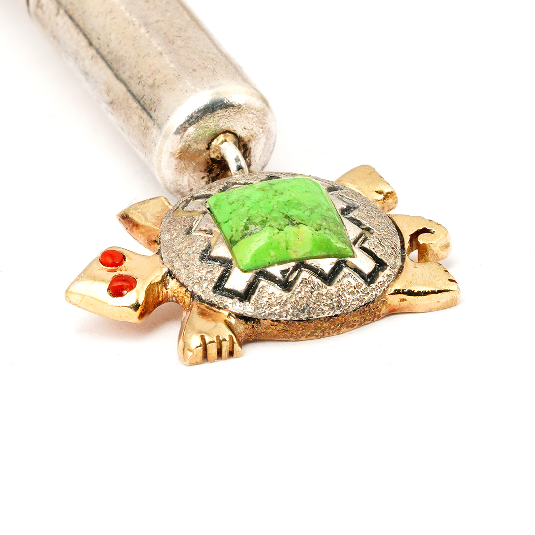 Jesse Monongya Sterling Silver Bolo Tie With Gold - Image 5