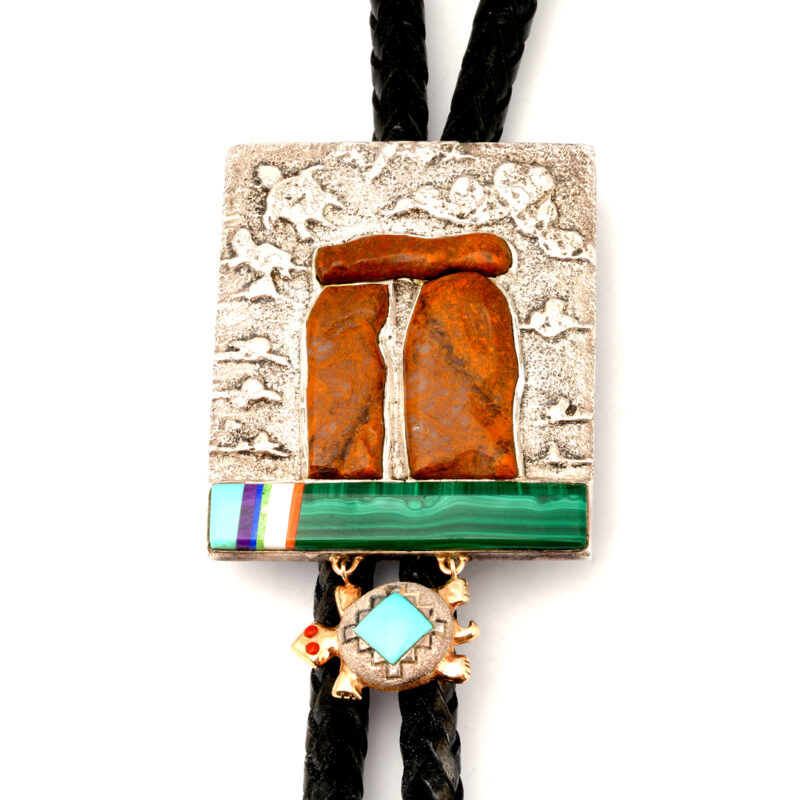 Jesse Monongya Sterling Silver Bolo Tie With Gold