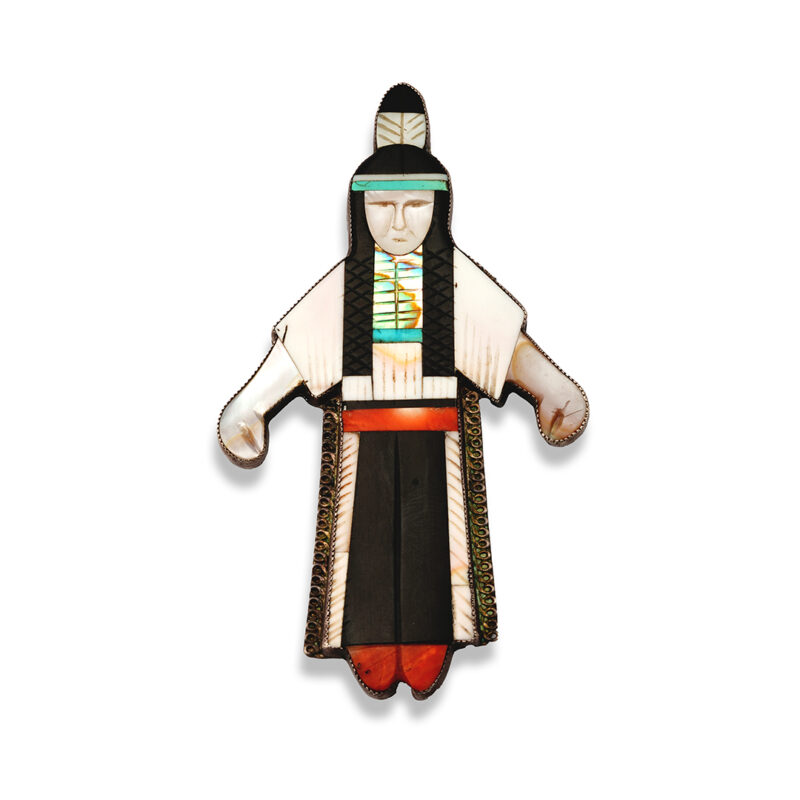 Leo Poblano Sterling Silver Inliad Figure Pin