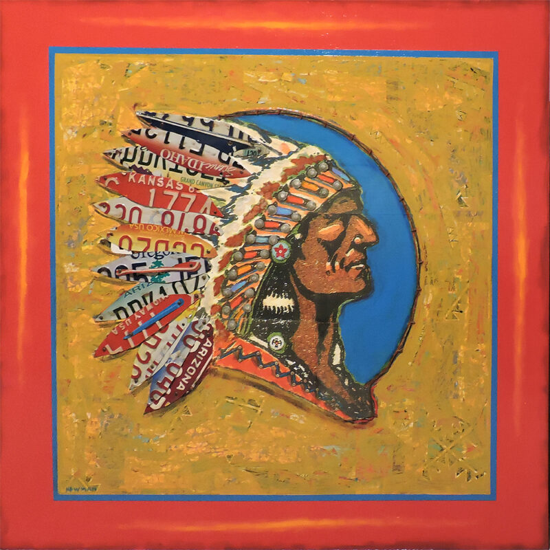 Dave Newman "Matchbook Chief" Series Mixed Media On Board