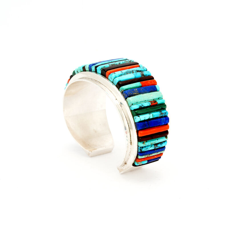 Charles Loloma Sterling Silver Corn Row Inlaid Bracelet