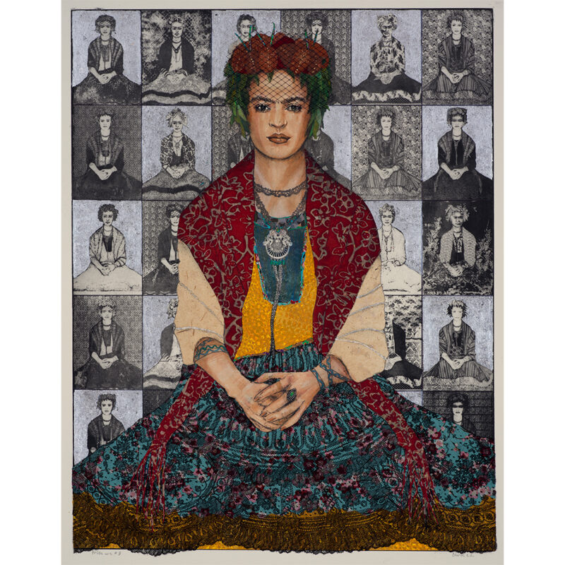 Charlie Lasasnky "FRIDA" Intaglio Print With Collage
