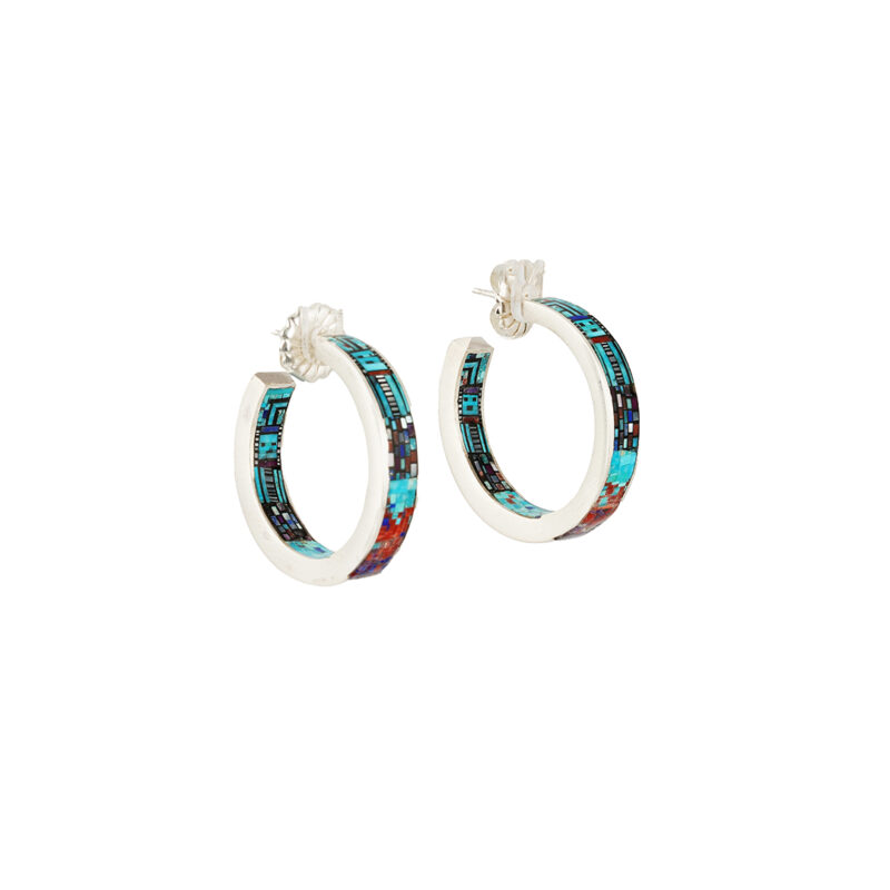 Carl and Irene Clark Double Inlay Hoop Earrings