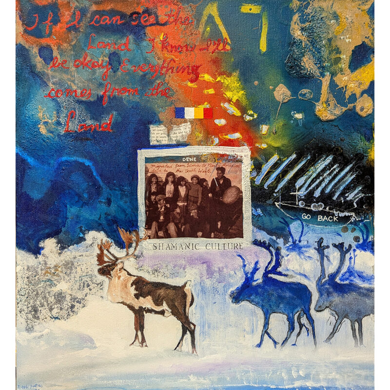 Jane Ash Poitras "Dene Shamanic Culture" Mixed Media On Canvas