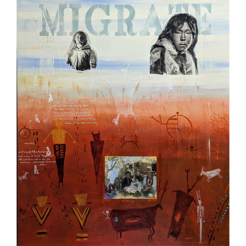 Jane Ash Poitras "Some of Us Stayed Up North" Mixed Media On Canvas