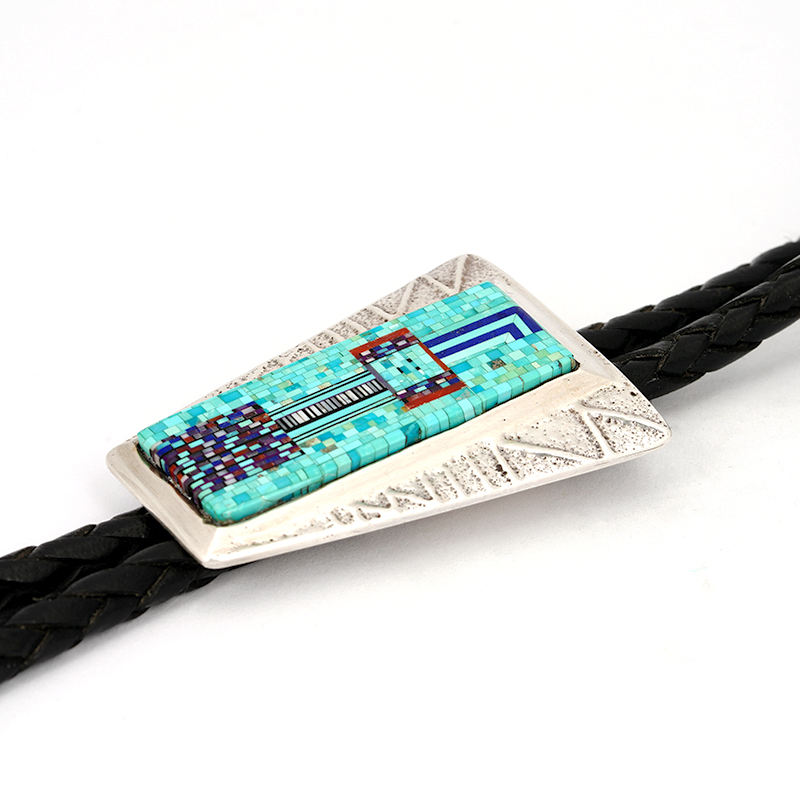 Clark, Carl & Irene Micro-Inlaid Sterling Silver Bolo Tie