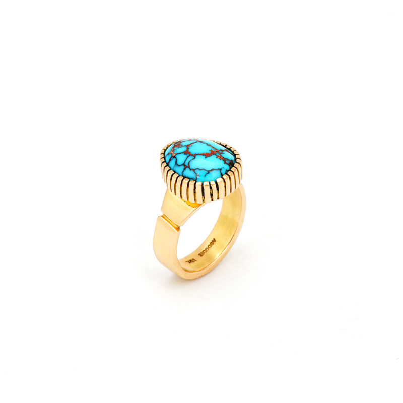 Agoodie, Craig 18K Gold Ring With Turquoise