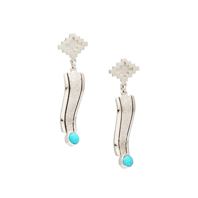 Jonathan Mike Dangle Turquoise Silver Earrings