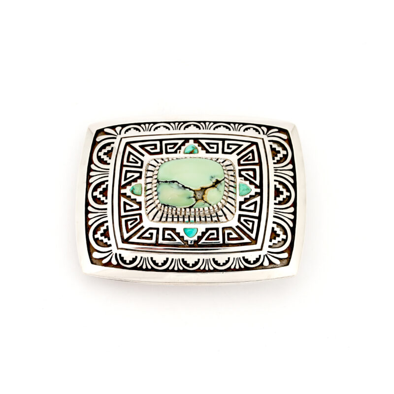 Vernon Haskie Sterling Silver Turquoise Belt Buckle