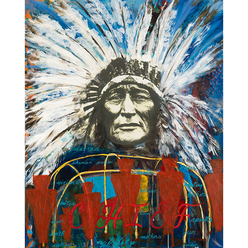 Portias, Jane Ash Painting On Canvas "Chiefs Are Everywhere"
